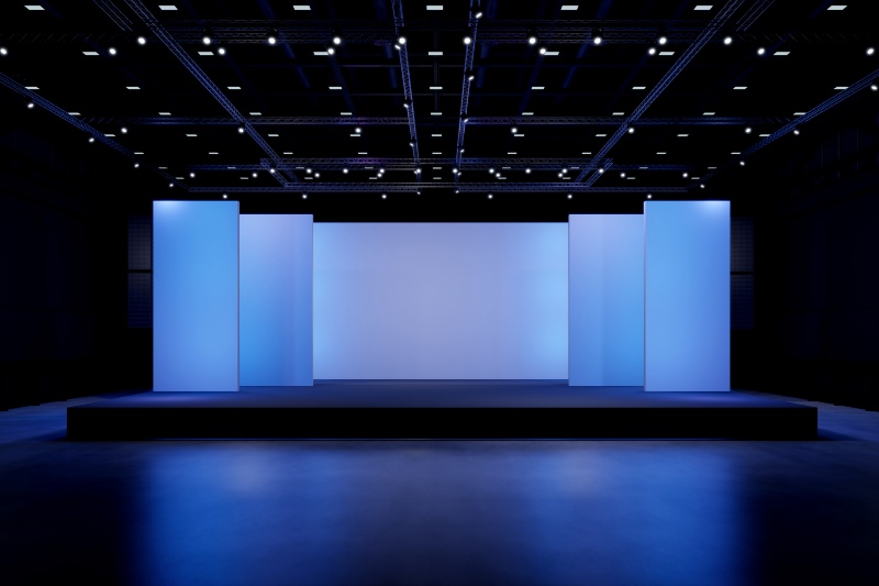 Modern stage design featuring audio-visual equipment in Denver, CO